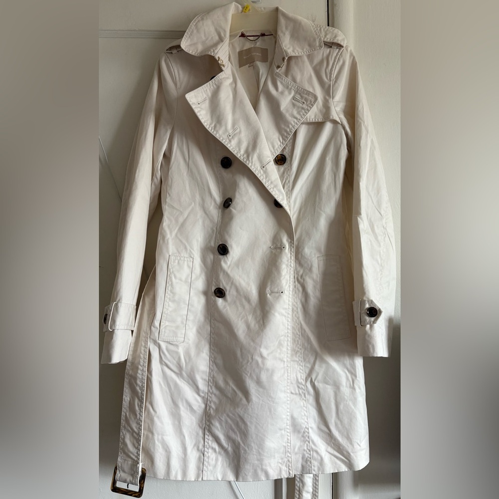 Banana Republic Cream Double-Breasted Trench Coat